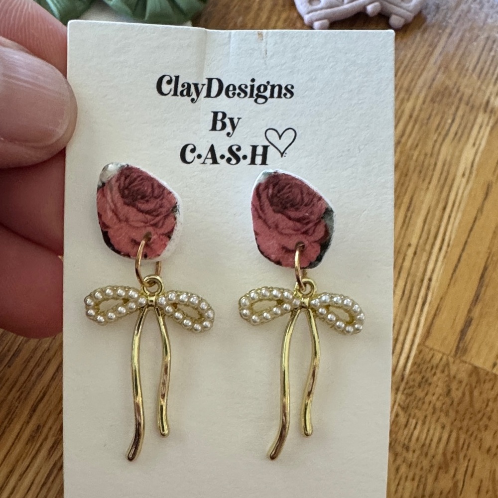Pink and Gold Earrings